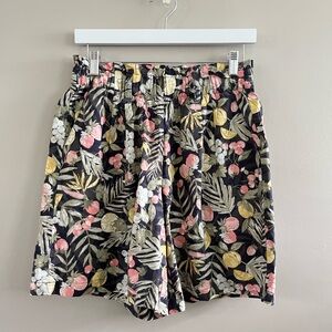High Waist Flowy Shorts - Fruit Print - Muted Colors Small - Christopher & Banks